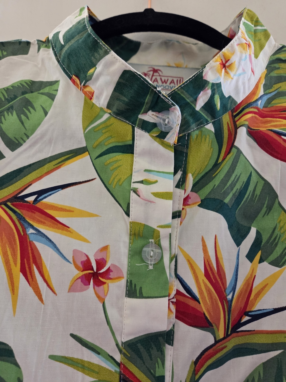 Hawaii Hangover Floral Midi Dress - Green Tropical Print Mandarin Collar